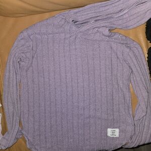 Lavender Ribbed Hoodie Top